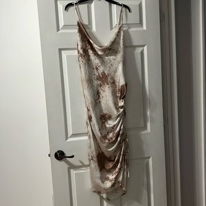 Tan silk dress